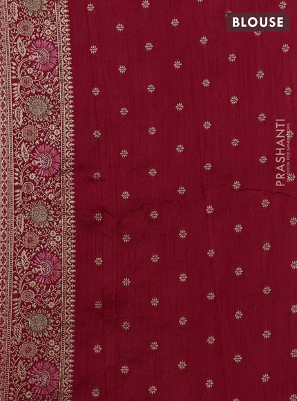 Banarasi semi raw silk saree red with allover floarl zari weaves and thread & zari woven border