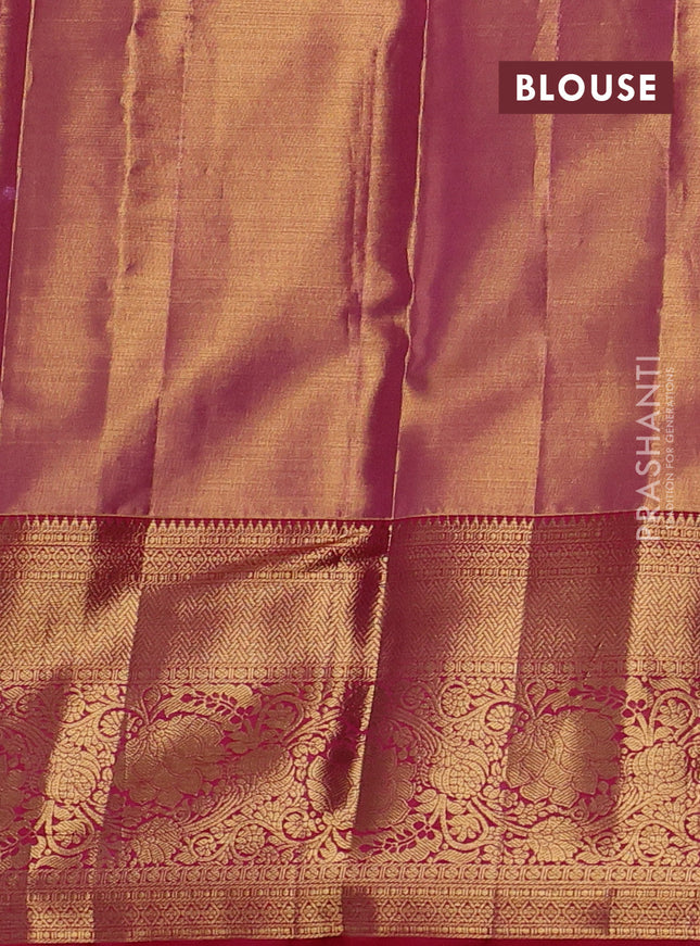 Pure kanchipuram tissue silk saree pink with allover zari woven brocade weaves and zari woven border