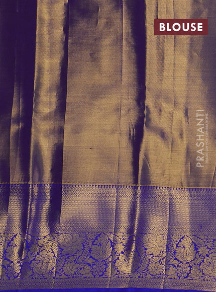Pure kanchipuram tissue silk saree dual shade of blue and royal blue with allover zari woven brocade weaves and rich zari woven border