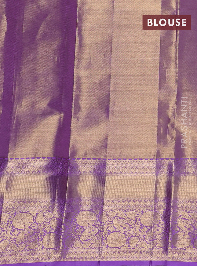 Pure kanchipuram tissue silk saree lavender with allover zari woven brocade weaves and long rich zari woven border