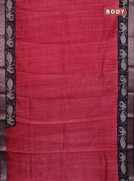 Chanderi silk cotton saree maroon and jamun shade with plain body and banarasi style border