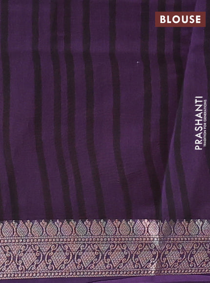 Chanderi silk cotton saree maroon and jamun shade with plain body and banarasi style border