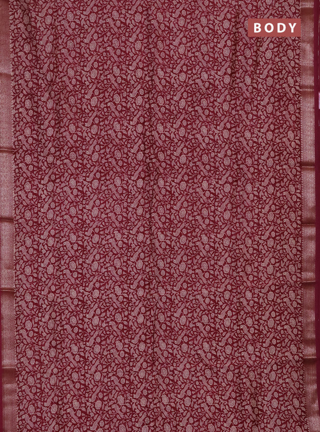 Chanderi silk cotton saree mauve pink with allover prints and banarasi style border