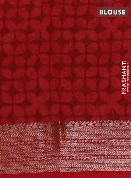 Chanderi silk cotton saree maroon with allover prints and banarasi style border