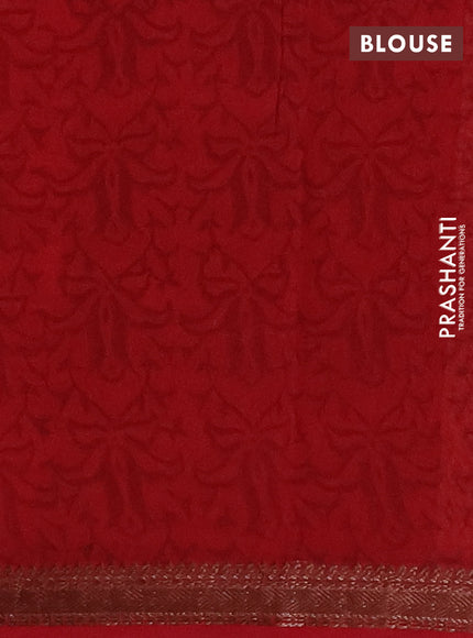 Chanderi silk cotton saree sandal and maroon with allover prints and banarasi style border