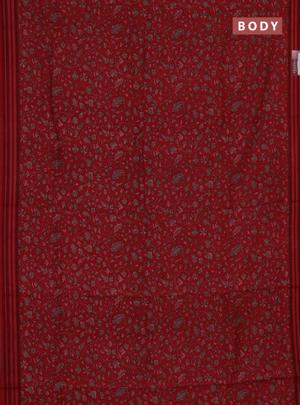 Chanderi silk cotton saree maroon with allover prints and thread woven border