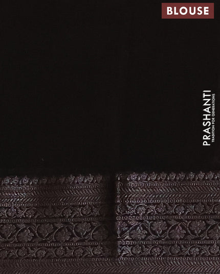 Chanderi silk cotton saree beige and black with allover prints and banarasi style border