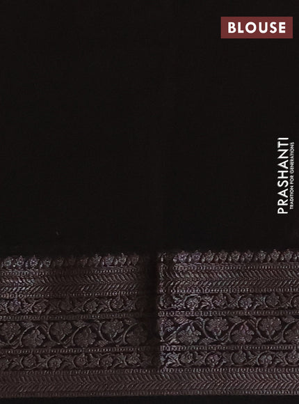 Chanderi silk cotton saree beige and black with allover prints and banarasi style border