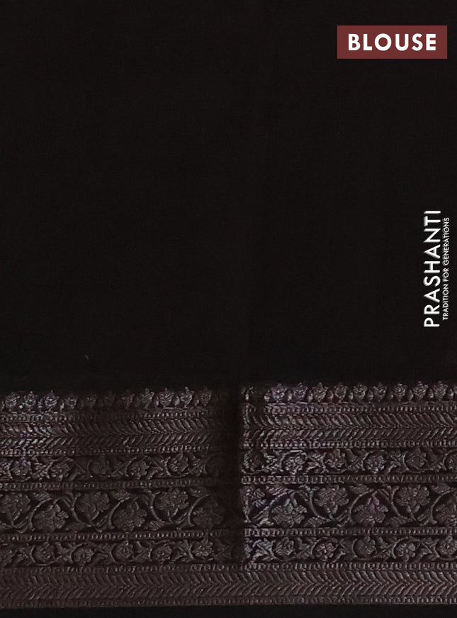 Chanderi silk cotton saree beige and black with allover prints and banarasi style border