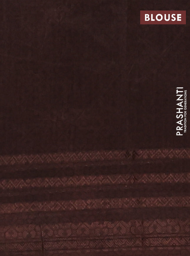 Chanderi silk cotton saree coffee brown with allover prints and thread woven border