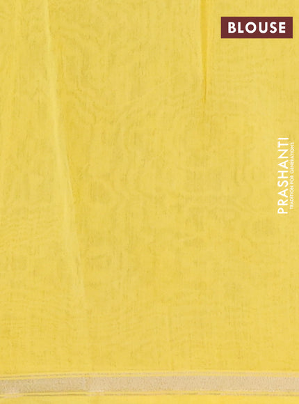Chanderi silk cotton saree yellow and orange with allover prints and zari woven border