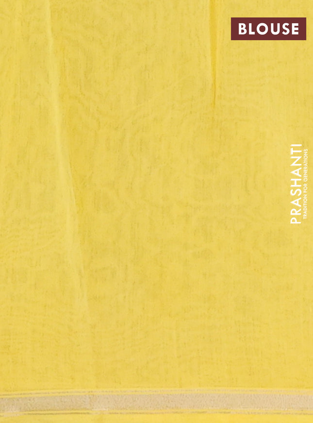 Chanderi silk cotton saree yellow and orange with allover prints and zari woven border