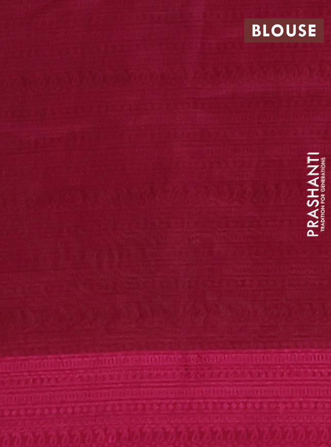 Chanderi silk cotton saree mild peach and wine shade with allover prints and thread woven border