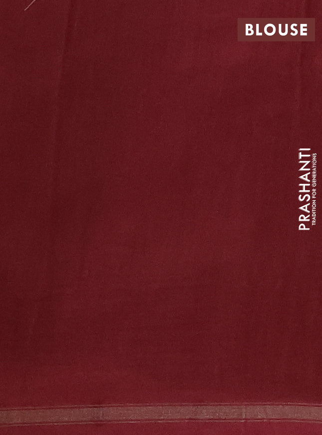 Chanderi silk cotton saree pale yellow and maroon with allover stripes prints and kantha stich work border