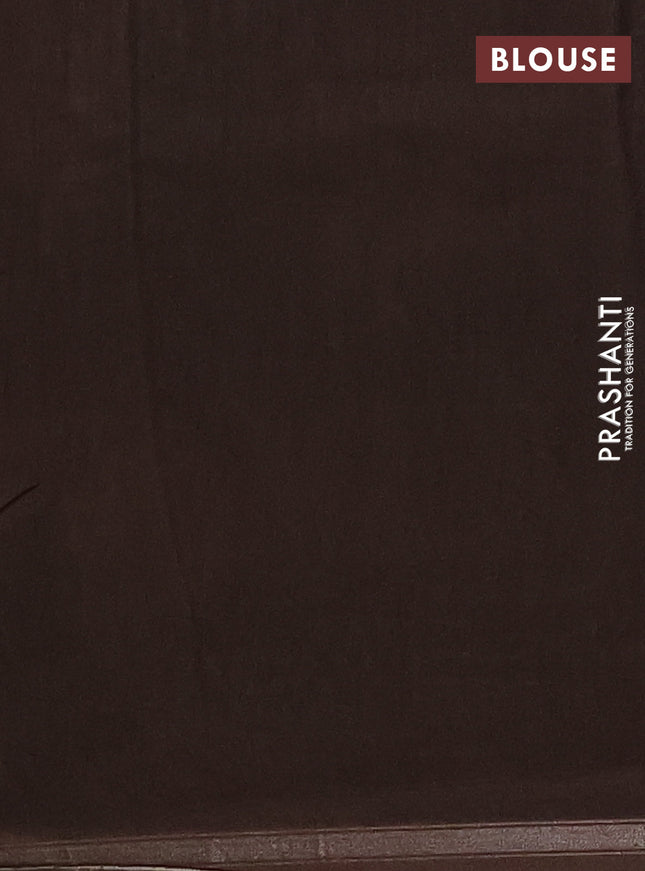 Chanderi silk cotton saree beige and brown with allover prints and kantha stich work border
