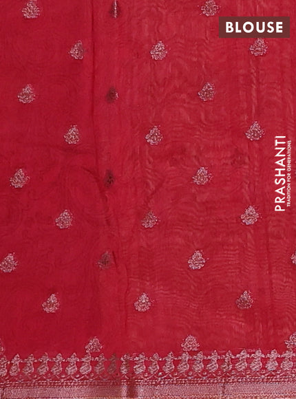 Chanderi silk cotton saree dark mustard and maroon with allover prints & woven buttas and banarasi style border