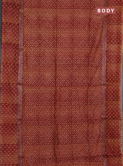 Chanderi silk cotton saree maroon with allover prints & woven buttas and banarasi style border