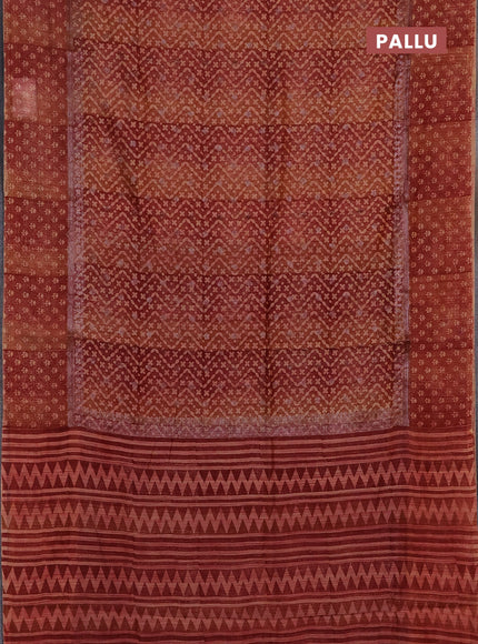Chanderi silk cotton saree maroon with allover prints & woven buttas and banarasi style border