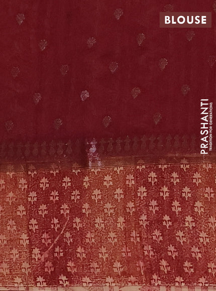 Chanderi silk cotton saree maroon with allover prints & woven buttas and banarasi style border