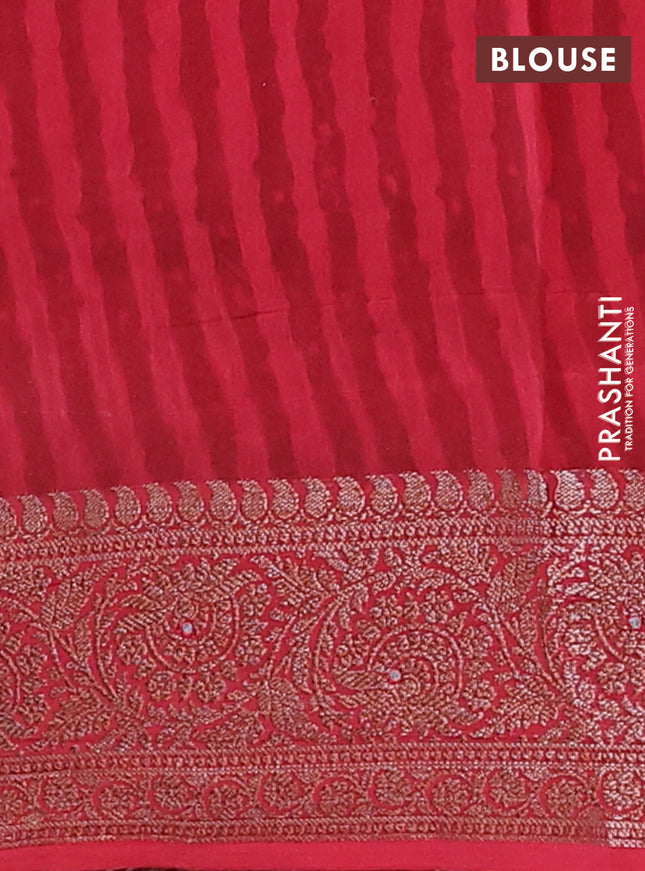 Chanderi silk cotton saree maroon with allover prints & mirror work and banarasi style border
