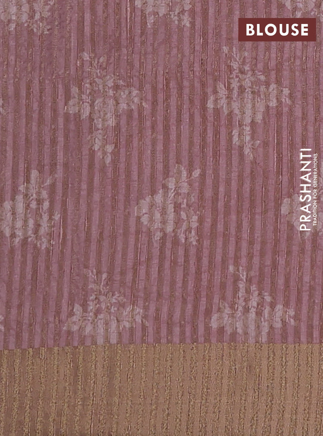 Semi matka saree pastel pink with allover floral prints & sequence work and zari woven border
