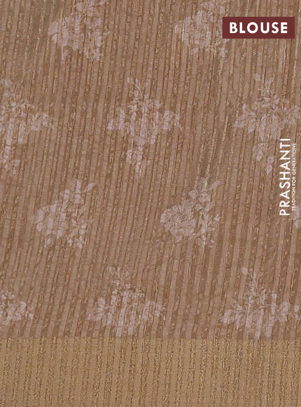 Semi matka saree beige with allover floral prints & sequence work and zari woven border