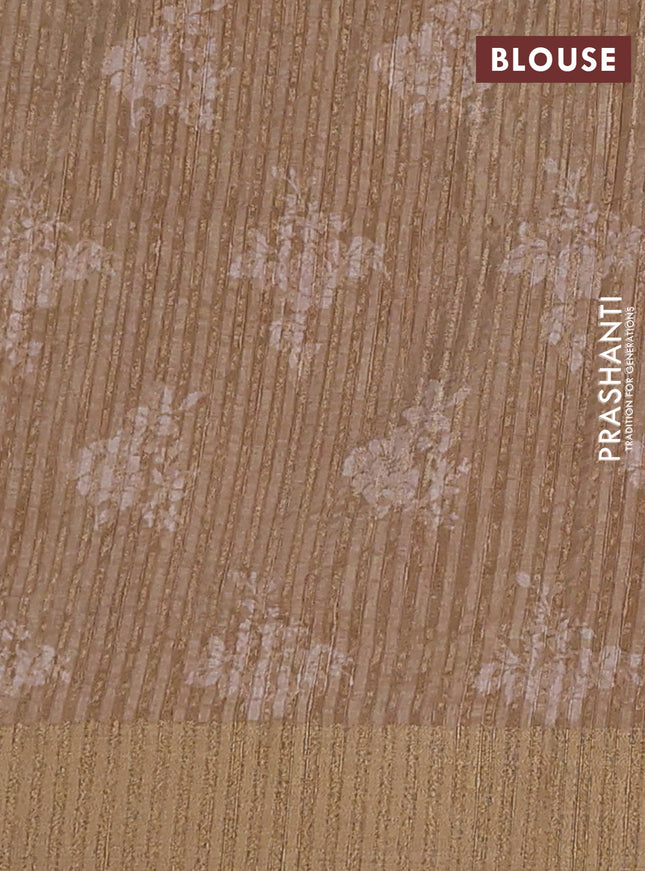Semi matka saree beige with allover floral prints & sequence work and zari woven border