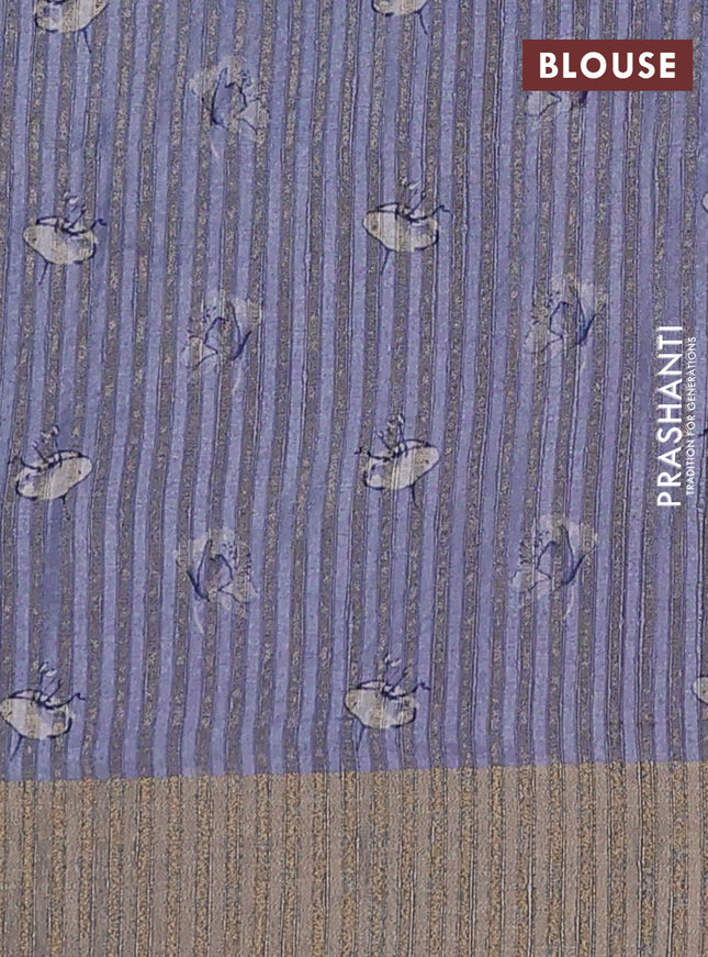 Semi matka saree pasel blue with allover floral prints & sequence work and zari woven border