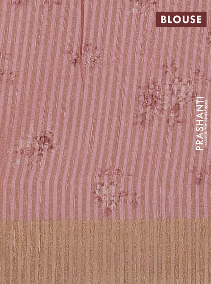 Semi matka saree peach shade with allover floral prints & sequence work and zari woven border