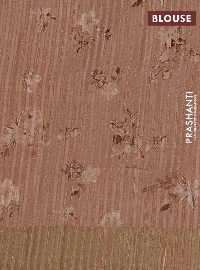 Semi matka saree sandal with allover floral prints & sequence work and zari woven border