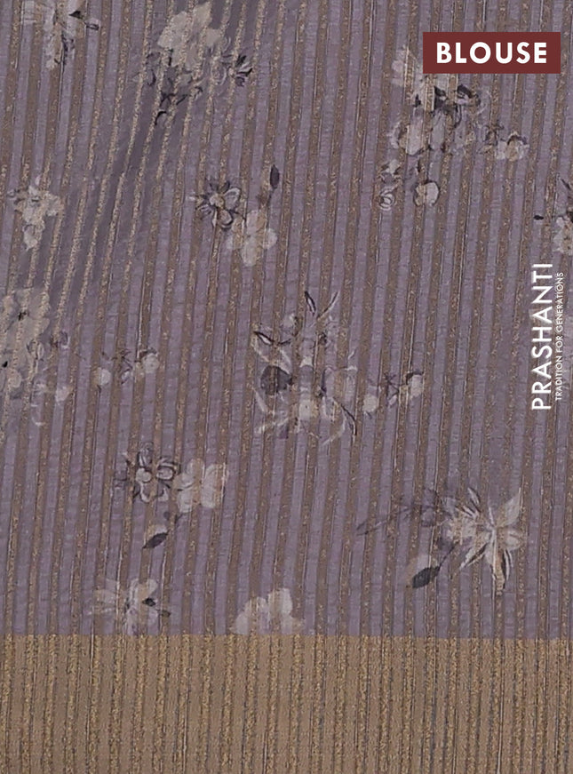 Semi matka saree grey with allover floral prints & sequence work and zari woven border