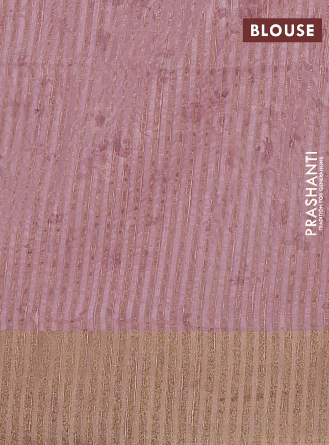 Semi matka saree peach shade with allover floral prints & sequence work and zari woven border