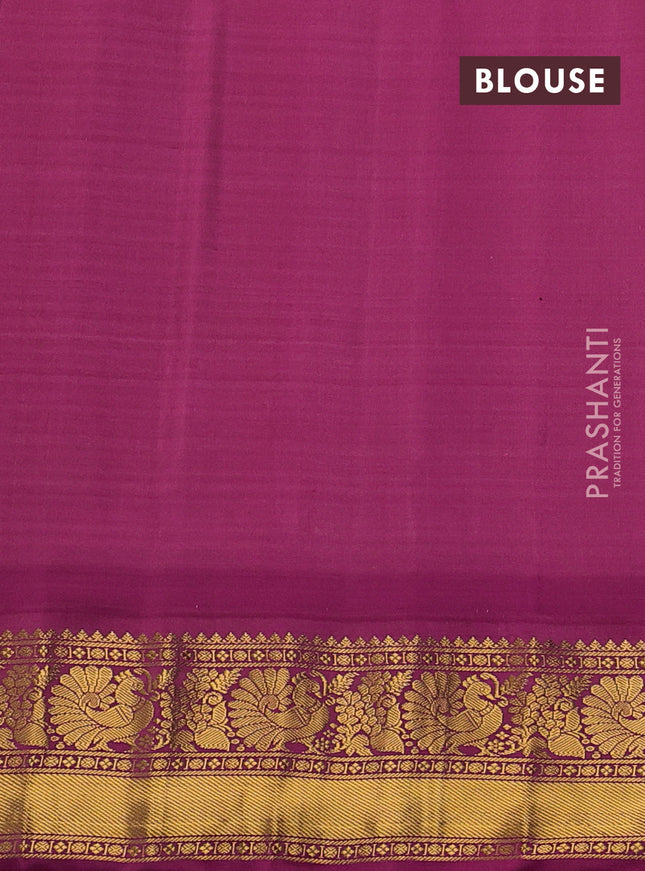 Pure gadwal silk saree off white light blue and pink with allover small checks & zari buttas and temple design zari woven border