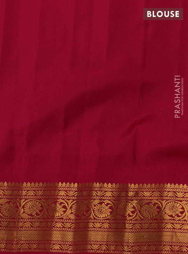 Pure gadwal silk saree beige and pink with allover zari woven buttas and temple design zari woven border