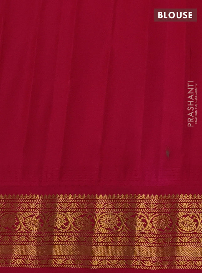 Pure gadwal silk saree mango yellow and pink with allover zari woven buttas and temple design zari woven border