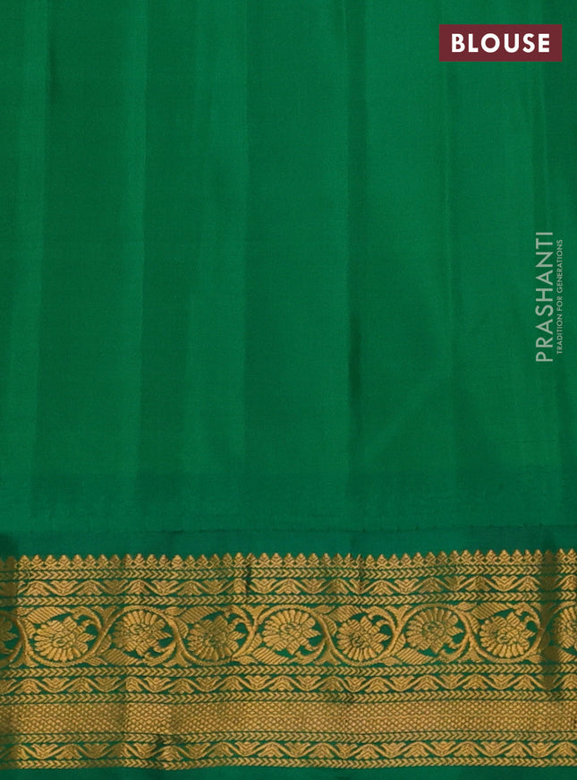 Pure gadwal silk saree yellow and green with allover zari woven buttas and temple design zari woven border