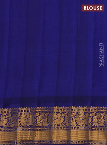 Pure gadwal silk saree cream maroon and blue with allover checks & zari buttas and temple design zari woven border