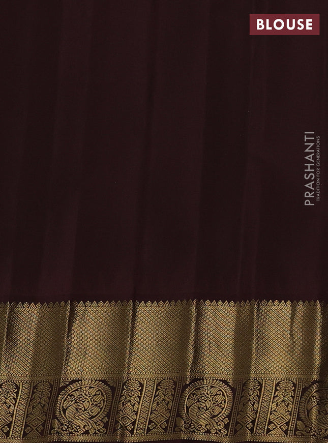 Pure gadwal silk saree yellow shade and coffee brown with zari woven buttas and temple design zari woven border