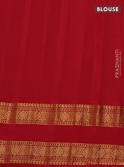 Pure gadwal silk saree deep bottle green and red with zari woven buttas and rettapet zari woven border