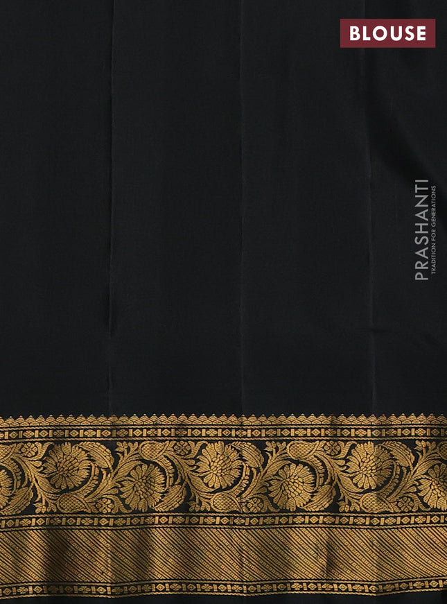 Pure gadwal silk saree pista green and black with allover zari checks & buttas and temple design zari woven border