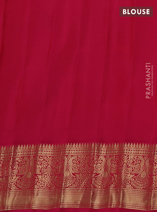 Pure gadwal silk saree teal blue and pink with rudhraksha & annam zari woven buttas and temple design zari woven border