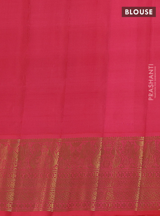 Pure gadwal silk saree teal blue and peach pink shade with allover stripe pattern and zari woven korvai border