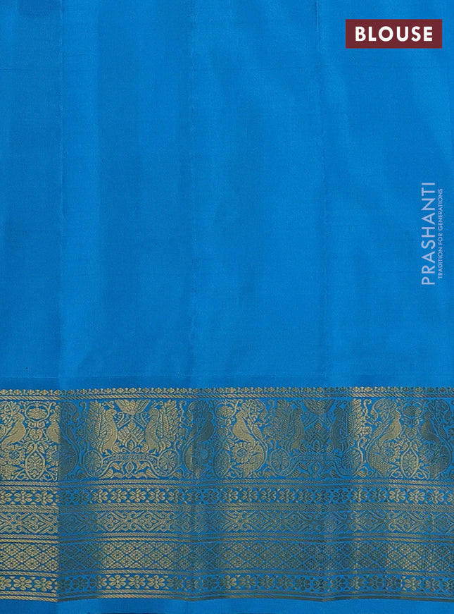 Pure gadwal silk saree yellow and cs blue with allover stripe pattern and zari woven korvai border