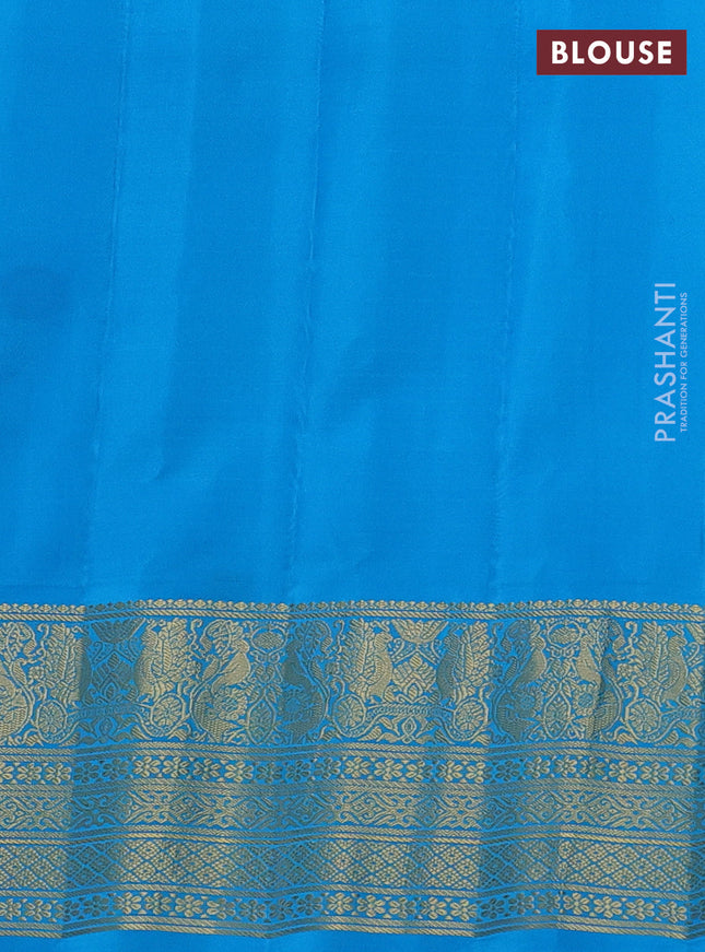 Pure gadwal silk saree pastel green and cs blue with allover stripe pattern and zari woven korvai border