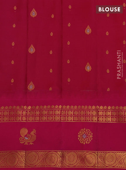 Pure gadwal silk saree light blue and pink with zari woven buttas and temple design rettapet zari woven border