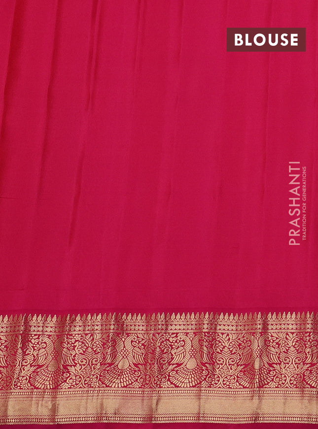 Pure gadwal silk saree teal blue and pink with annam & rudhraksha zari woven buttas and temple design zari woven border