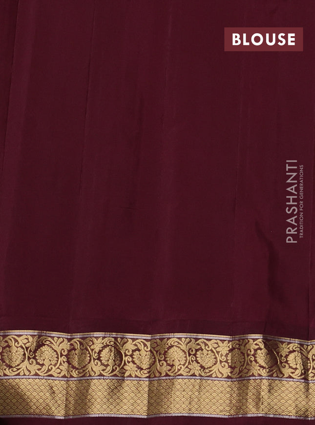 Pure gadwal silk saree light blue and brown with zari woven buttas and temple design zari woven border