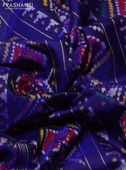 Rajkot patola silk saree blue with allover ikat weaves and ikat woven zari border