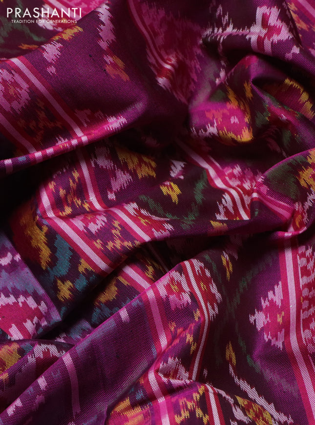 Rajkot patola silk saree deep purple and pink with allover ikat weaves and ikat woven border