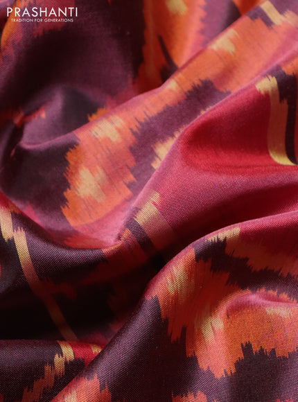 Rajkot patola silk saree pastel maroon and maroon with allover ikat woven buttas and zari woven border
